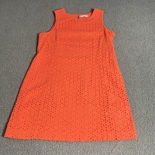 Alfred Sung Women's Orange Crewneck Sleeveless Square Eyelet Shift Dress Size 16
