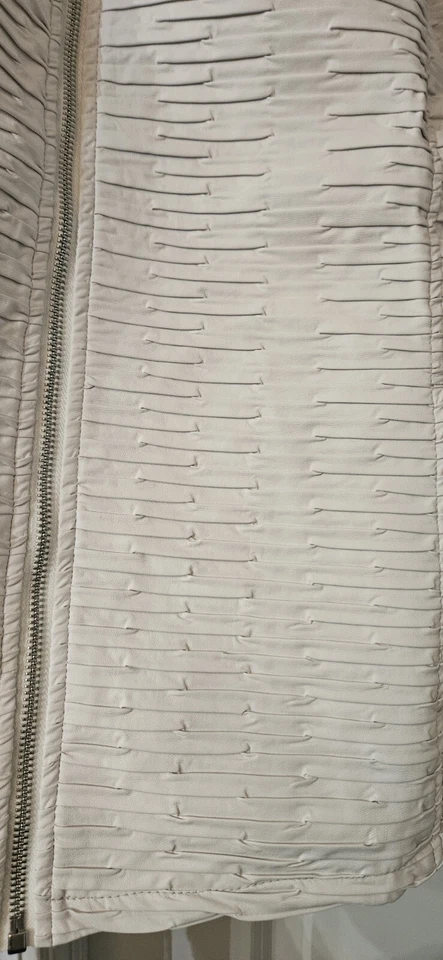 Chaqueta de moto Dennis Basso para mujer 20W imitación cuero blanca texturizada cremallera completa Foto 4 de 4