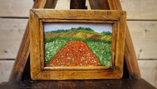 Quadro "Papaveri", olio su tavola con cornice di legno massello 