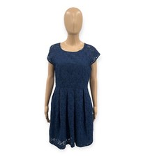 Madewell Blue Lacebloom Floral Eyelet Fit & Flare Cocktail Party Dress Size 6