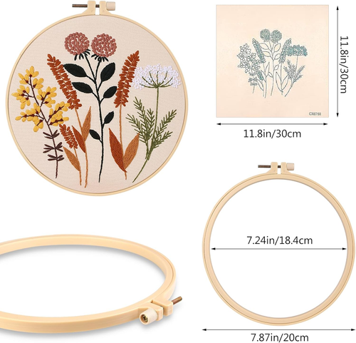 Stickset Für Anfänger, 4 Sticken Set Erwachsene, Embroidery Kit Mit Stickrahmen - Bild 5 von 12