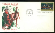 1967 FDC - Scott# 1335 - Thomas Eakins - Jackson Cachet  UA