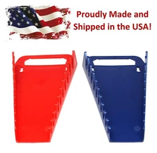 Red & Blue Plastic Portable 10-Tool Wrench Gripper Organizer Tray Holder Kit