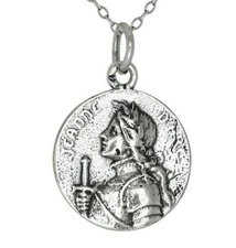 Sterling Silver 925 Jeanne d' Arc Joan of Arc Medal Charm Pendant | Made in USA 