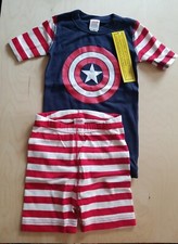 NWT Hanna Andersson CAPTAIN AMERICA MARVEL ORGANIC SHORT JOHN Pajamas 120 6 7