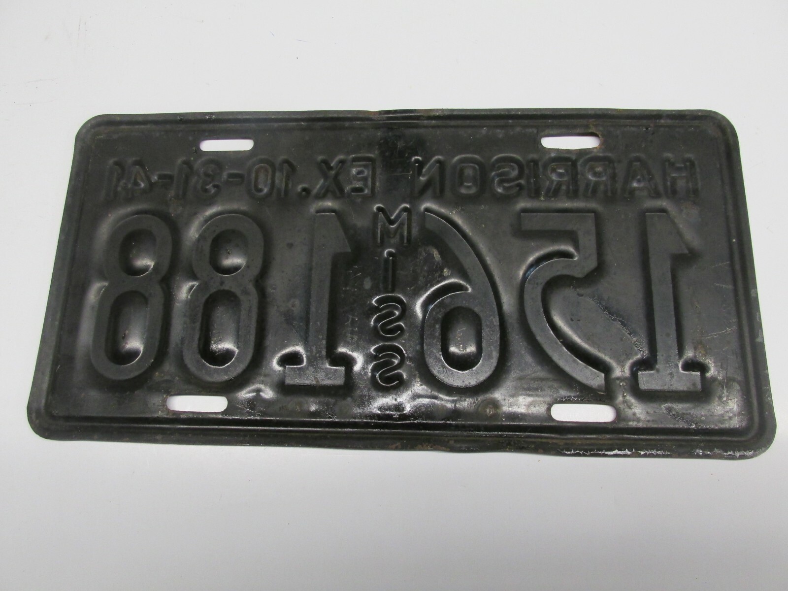 OLD ANTIQUE VINTAGE MISSISSIPPI LICENSE PLATE CAR TAG 1941 HARRISON