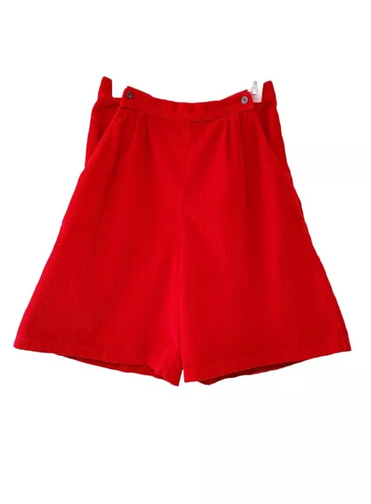 LL Bean Vintage Corduroy Shorts Womens Size 12 Red Classic