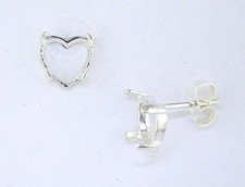 Heart Cabochon Earring Setting Sterling Silver