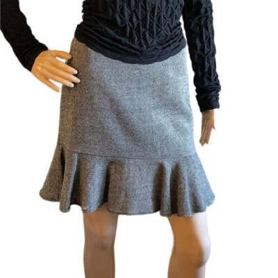 Gray Tweed Wool Blend Mini Skirt with Bottom Ruffle Size by Old Navy  Lined