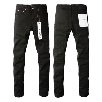 New Purple Brand men's fashion splash-ink Slim fit jeans Black !