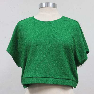 Good American GREEN METALLIC CROP TOP GSW0401 SUMMERGREEN002 Size 5 [2XL]