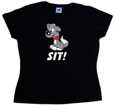Lustiges Damen T-Shirt sitzender Hund