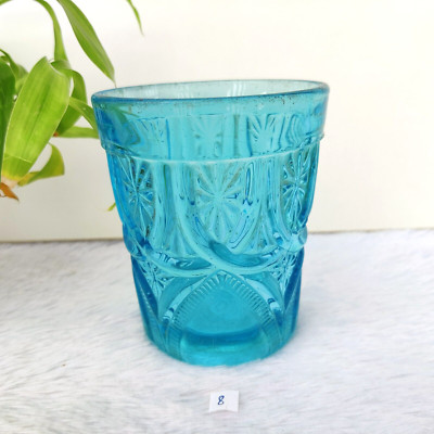 1930s Klassisch Einzigartig Design Aqua Blau Glas Bauchige Japan Barware Selten