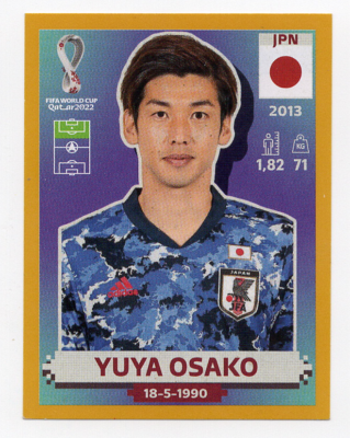 2022 Panini FIFA World Cup Sticker Gold JPN20 Yuya Osako (Japan