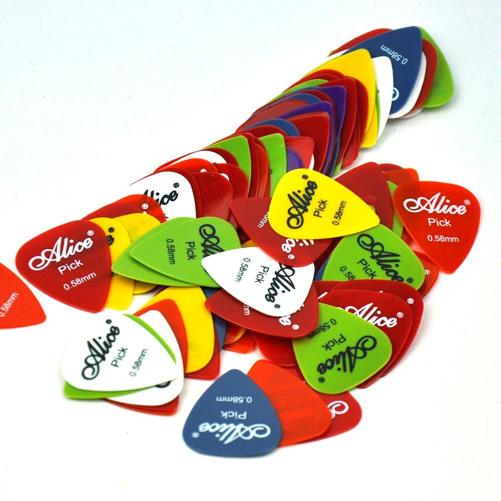 Lots of 100pcs Alice 0.58mm Thin Smooth Nylon Guitar Picks Assorted Colors AP-E
