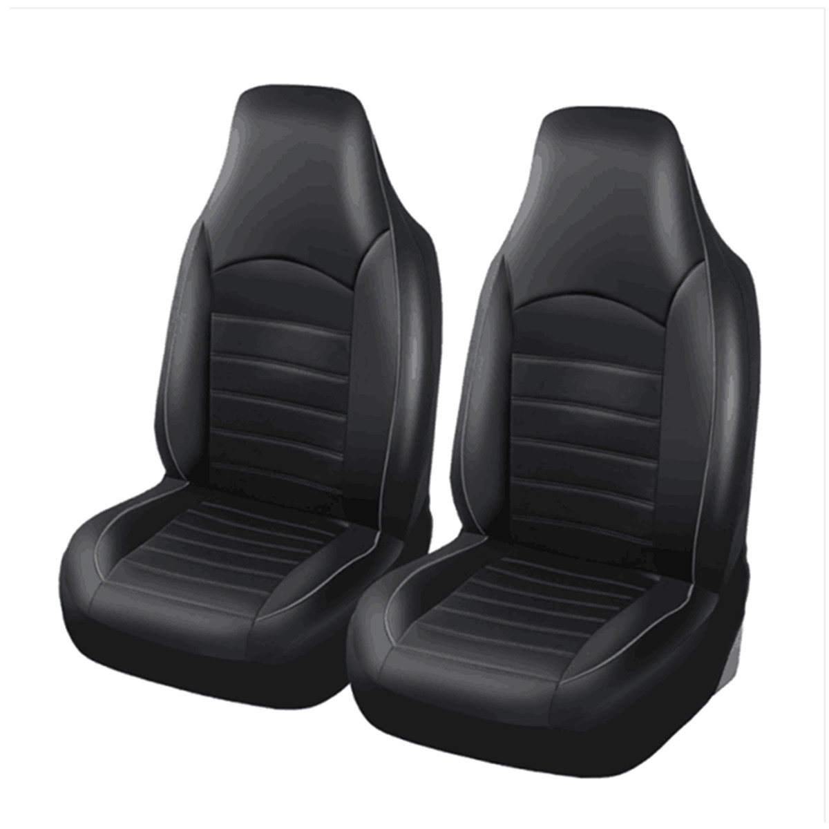 2x Car Seat Covers PU Leather High Back Bucket Front Seat Cushions Protector