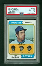 Jack McKeon 1974 Topps Baseball Card #166 Royals PSA 8 NM-MT
