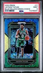 2022 Panini Prizm Blue Yellow Green Choice Jayson Tatum #17 PSA 9 Boston Celtics