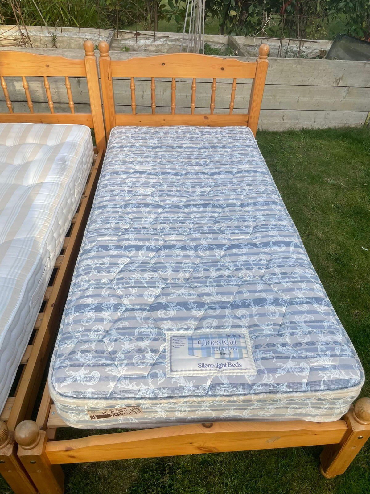Matching Pair Pine Single Beds Slats Mattress Spare Bedroom Delight eBay