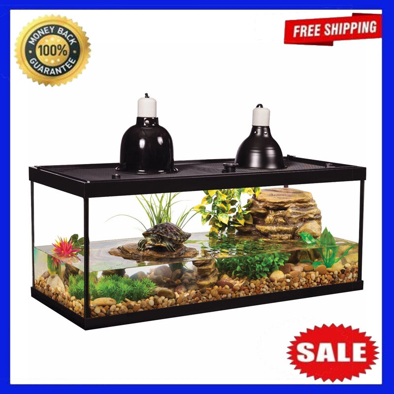 20-Gallon Deluxe Aquatic Glass Turtle Tank Starter Kit Home Office Display