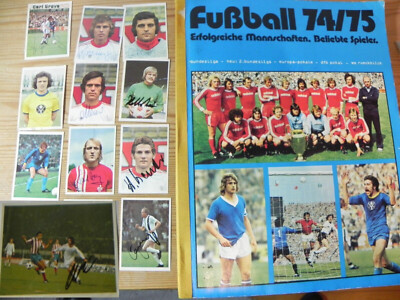 KOMPLETT + SIGNIERT GERD MÜLLER ... BERGMANN Fußball 74/75 Bundesliga AUTOGRAMME