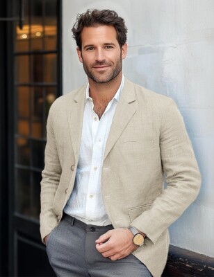 Business Casual Linen Sports Coat Mens Men Linen Blazer Jacket