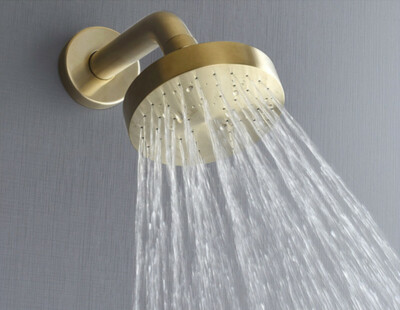Brushed Gold Brass Round Rain Shower 100mm Bathroom Rain Shower Head with Arm