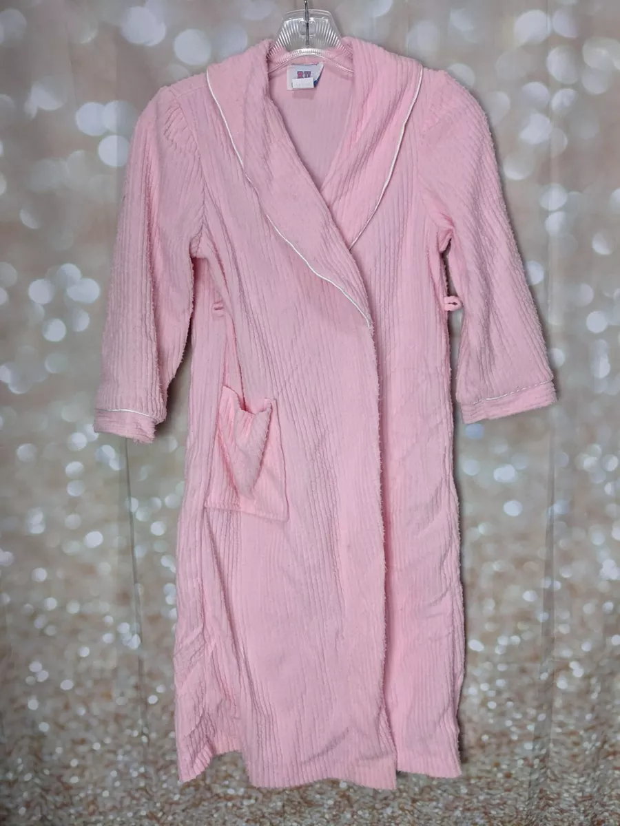 RU Sleeping Girls Vintage Light Pink Bathrobe Ribbed Texture