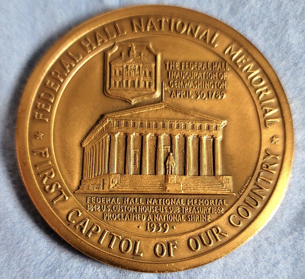 1965 Bronze STATUE OF LIBERTY /FEDERAL HALL 2.5