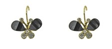 Cute butterfly crystal earrings in black and clear crystals - New