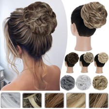 Thick Claw Clip in Messy Bun Hair Piece Extensions Curly Scrunchie Updo as Human