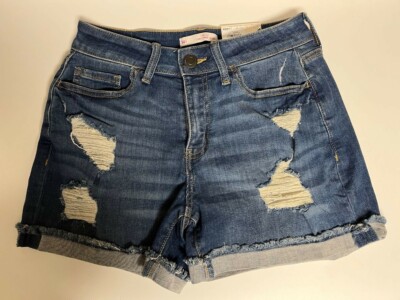 Junior's So High Rise Curvy Midi Shorts Size 3 Stretch Denim 26W NEW MSRP $34.00