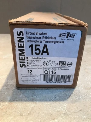Lot of 12 Siemens Q115 15 Amp Single-Pole Type QP Circuit Breaker NEW