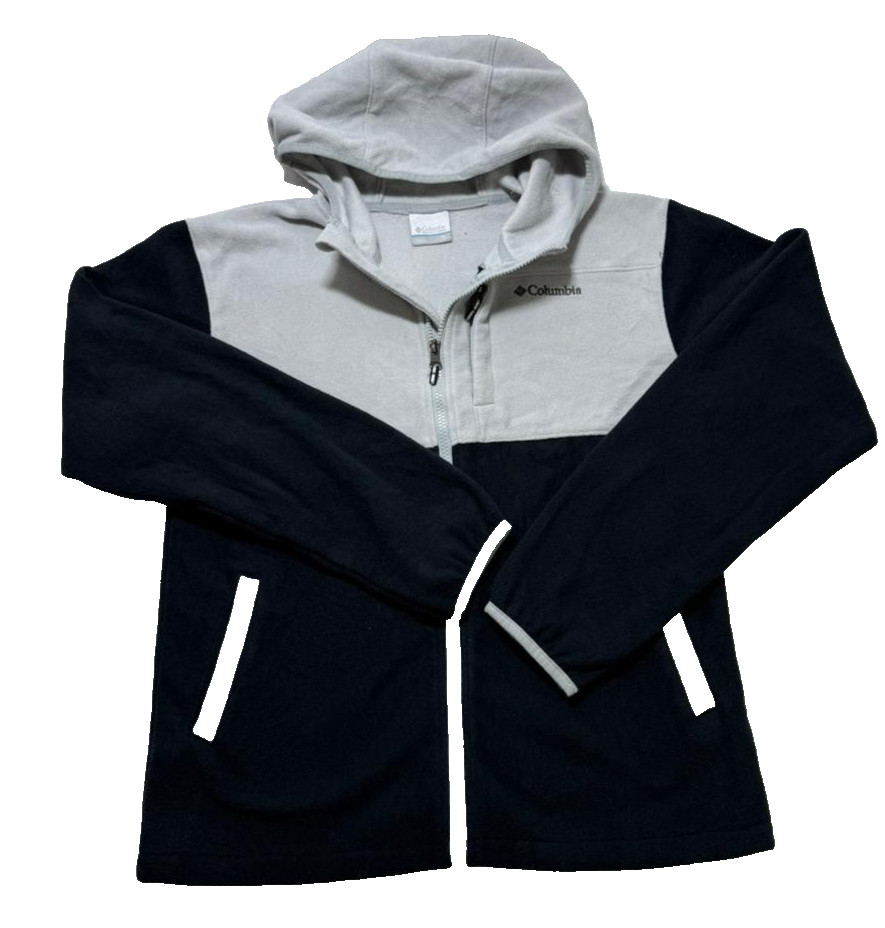 Columbia Hombres Cremallera Completa Polar Sudadera con Capucha Gris Azul Mar...