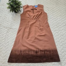 Simply Vera Wang Burnt Orange Burnt Brown Trim Sleeveless V-Neck Dress, Size 4