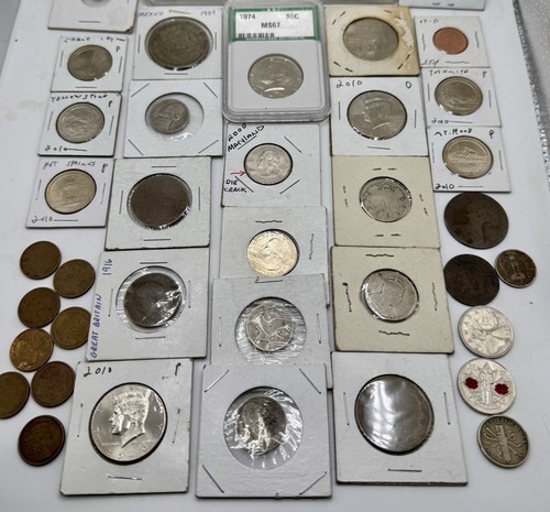 Grande lotto misto monete USA in tutto il mondo non circolate lastra grano penny fustella - Foto 2 di 10