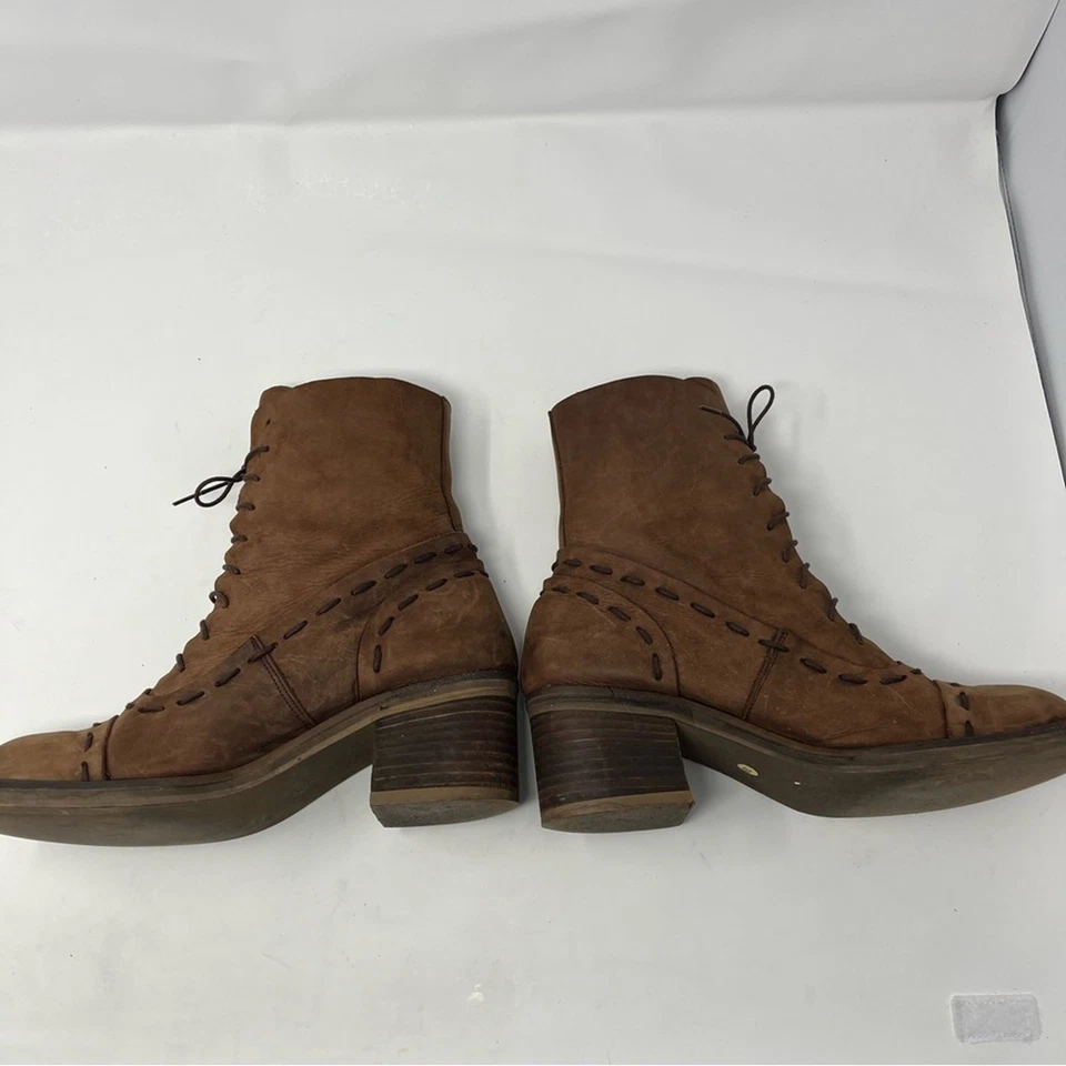 Destroy Stitch Lace Up Boots Leather Womens Size 40 / US 9 - Image 3 of 4