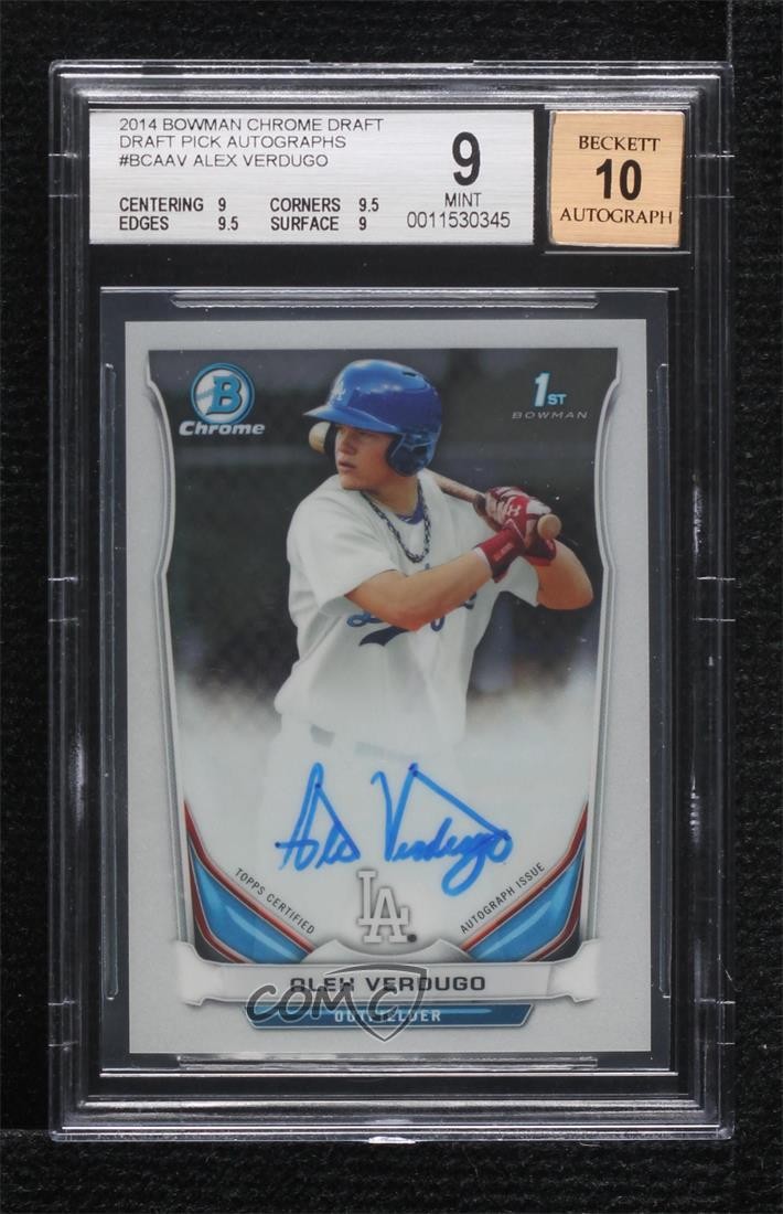 2014 Bowman Draft Chrome Pick Alex Verdugo #BCA-AV BGS 9 MINT Auto 0c6