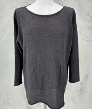 Eileen Fisher Sweater Top 1X Rolled neck 100 Wool Brown knit Sustainable