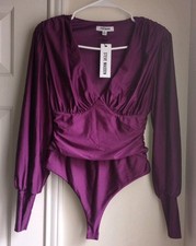 Steve Madden Purple Long Sleeve Bodysuit Size S