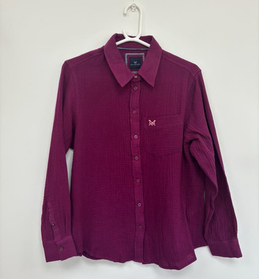 Women's Crew Clothing Company Harlie Button Shirt in Purple Size UK 12