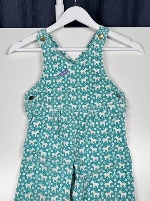 Vintage OshKosh B'Gosh Vestbak Overalls Turquoise Corduroy Horse print Kids 4T