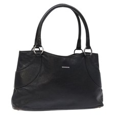 GUCCI Tote Bag Leather Black Silver 113015 Auth 138122