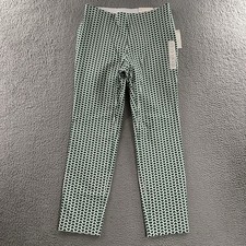 A New Day Womens Pants Green White Size 8 Skinny Ankle High Rise Cotton Blend