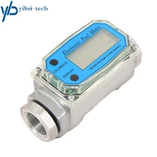 1 in Digital Turbine Flow Meter, Flow Rate of 2.6-26 GPM, LCD Digital Display