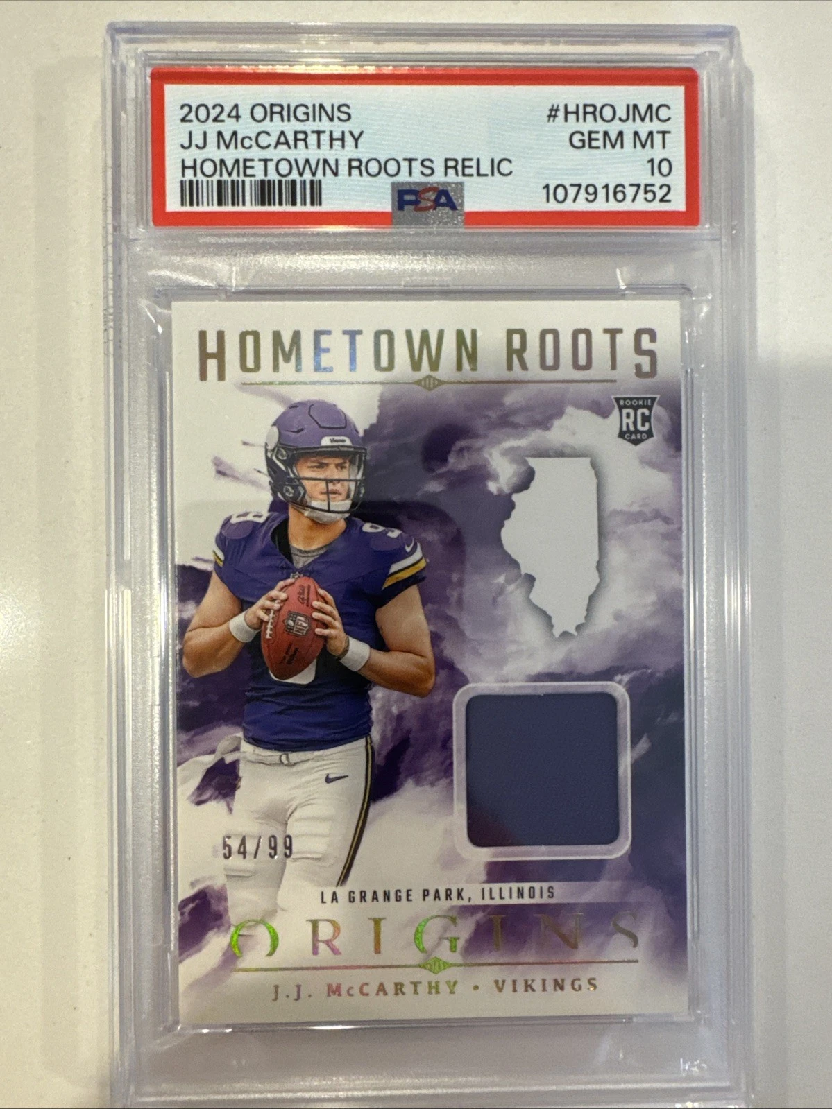 JJ McCarthy Panini Origins Hometown Roots Relics #HROJMC Base