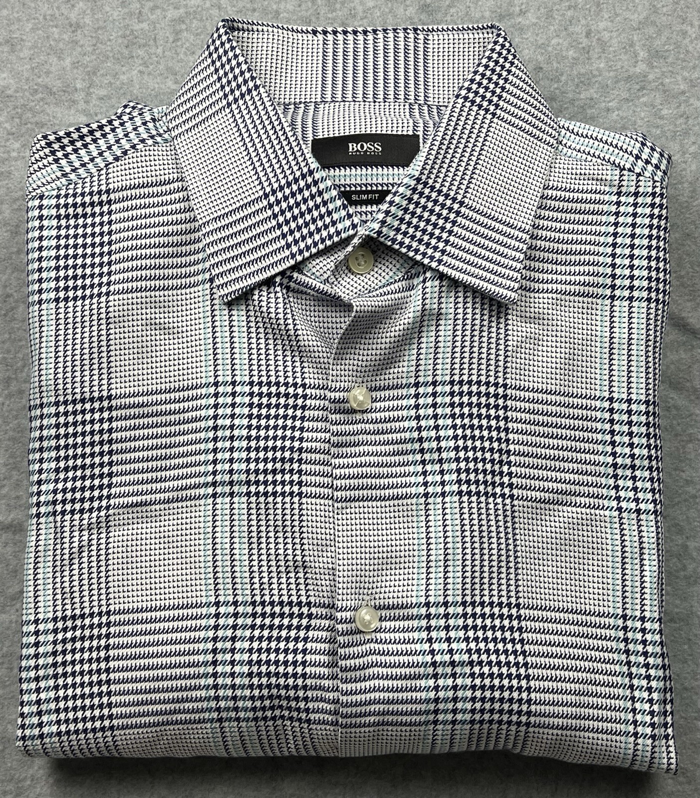Hugo Boss Men’s Long Sleeve Shirt Slim Fit Button Up Plaid Size 39 15.5 NWOT