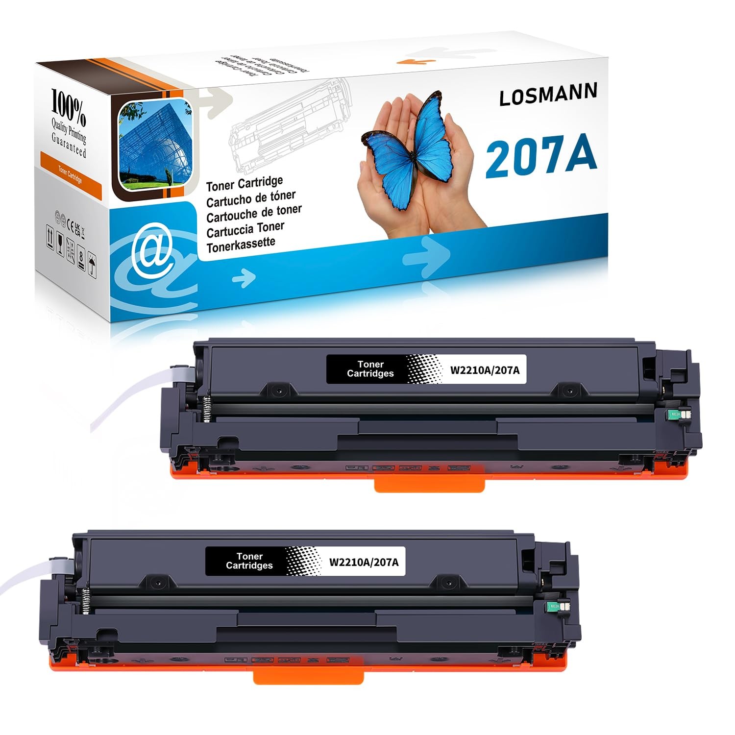 Cartouches de toner compatibles 207A W2210A 207X W2210X noir avec puce intégrée