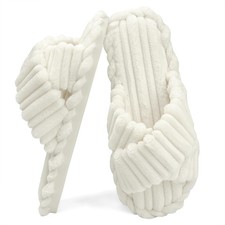 Slippers for Women Memory Foam House Bedroom Corduroy Crossbands Slipper Slid...