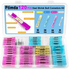 120PCS Heat Shrink Butt Connectors, Marine Grade Waterproof Electrical Wire Conn